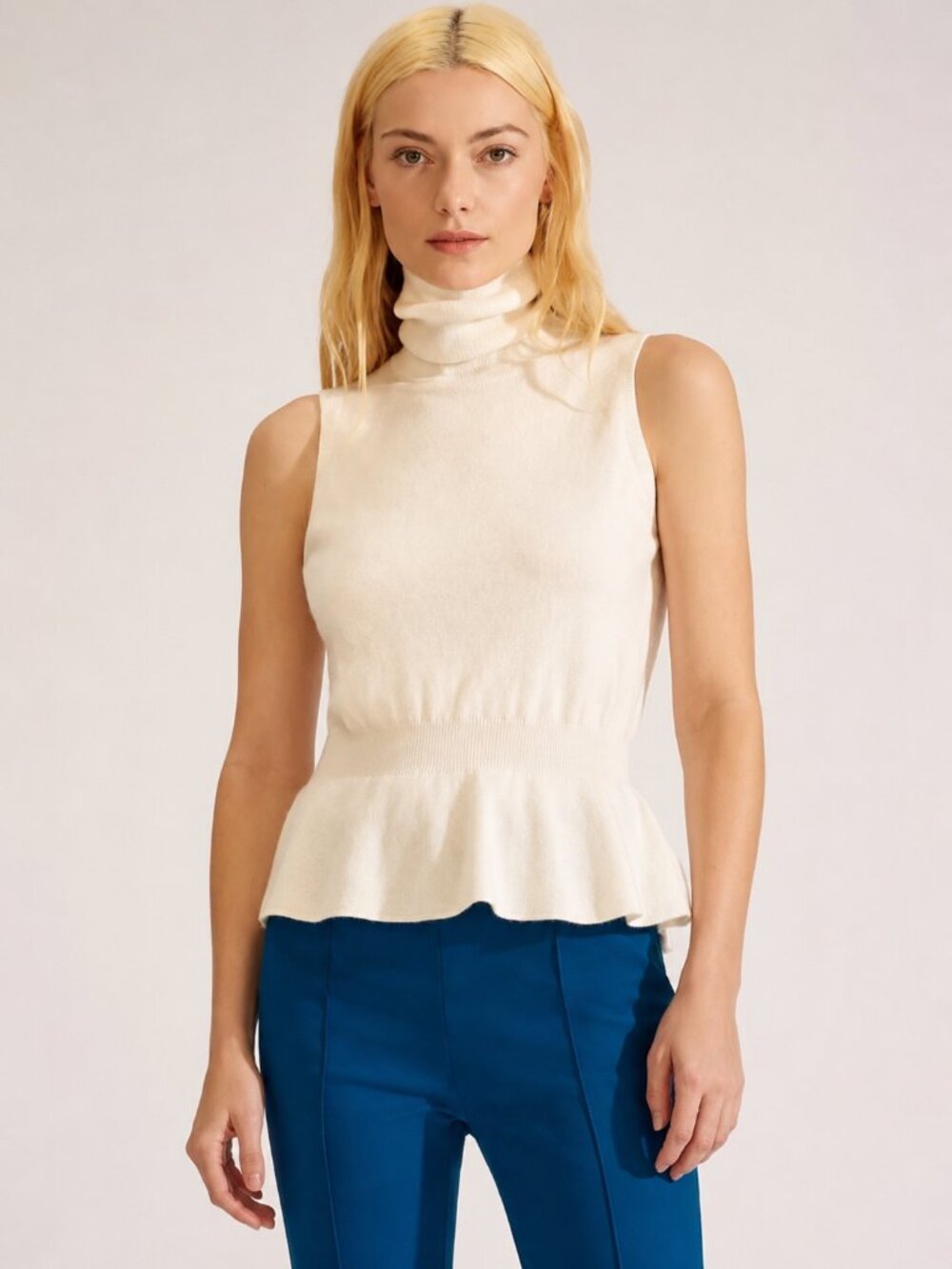 Veronica Beard Noor Womens S Ivory Cashmere Turtleneck Peplum Sweater Luxury